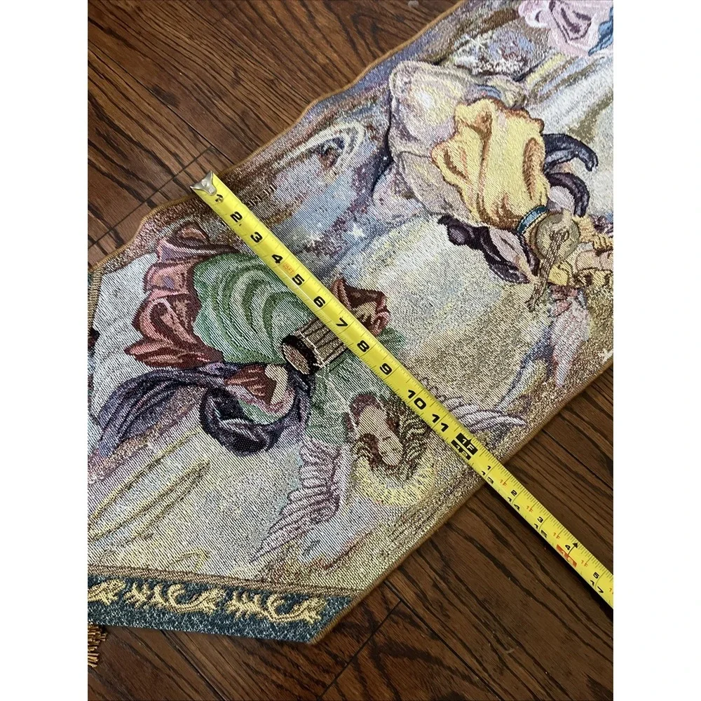 VTG Lena Liu ANGELs Playing Music Tapestry Table Runner w/ Tassels 72